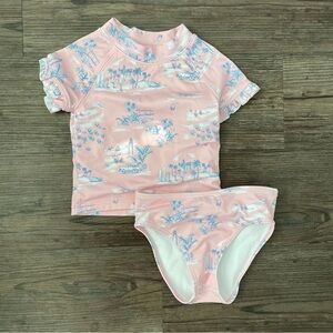 JANIE AND JACK PINK TROPICAL 2 PIECE SWIMSUIT SIZE 2T
